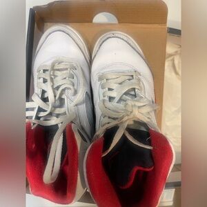 Jordan Kids White and Red High-Top Sneakers